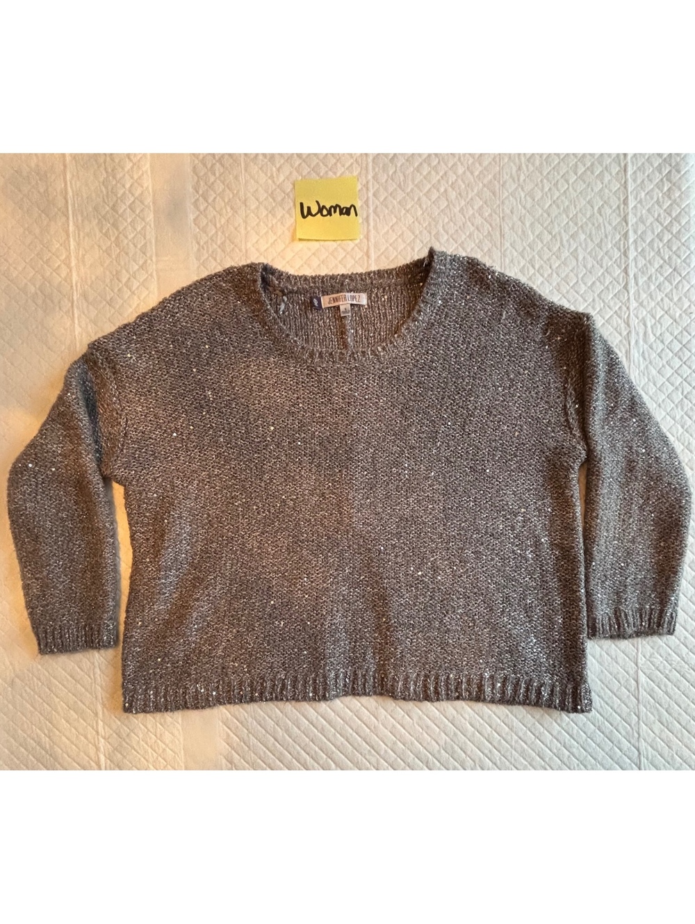 Women’s Small Gray Sequin Knit Sweater Jennifer Lopez